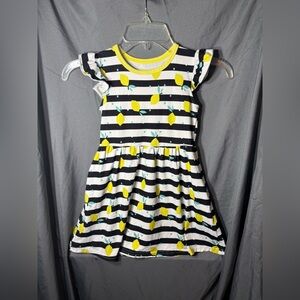 Girls' Yellow Lemon Stripe Ruffle Sleeve Dress EPC